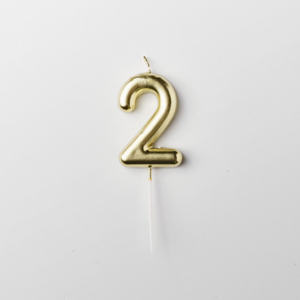 Bougie dorée chiffre 2