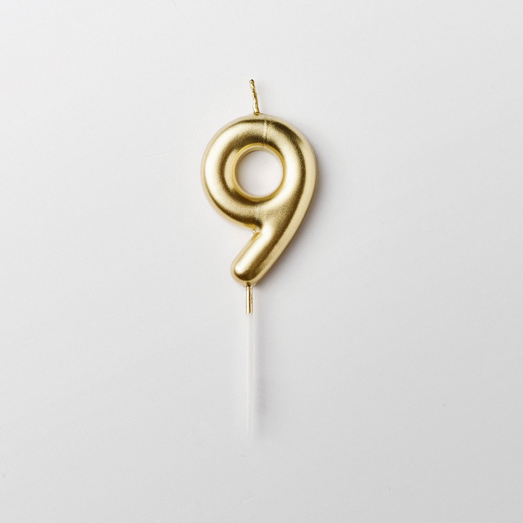 Gold candle number 9