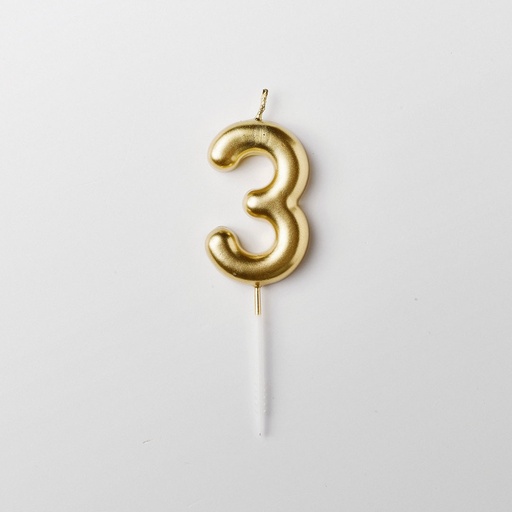 Bougie dorée chiffre 3