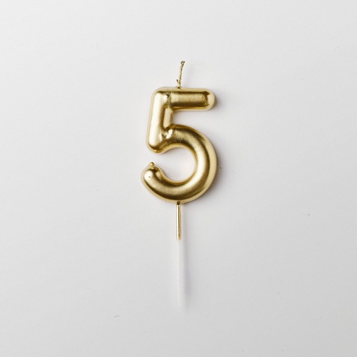 Bougie dorée chiffre 5