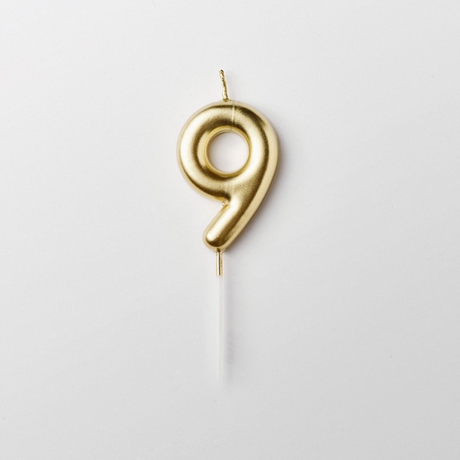 Gold candle number 9
